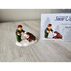 Dept 56 dog for the dog 4050994 bulldog RARE people accessory hot dog Snow villa